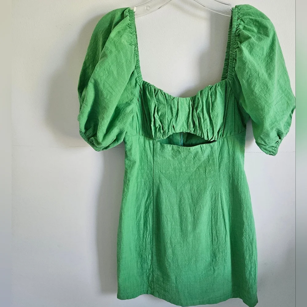 Runaway Green Puff Sleeve Mini Dress